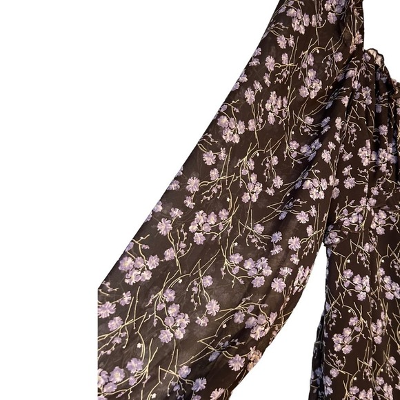 143 Story by Line Up Soft Floral Maxi Brown Lavender Front Slit Dress Size Large - Picture 13 of 16